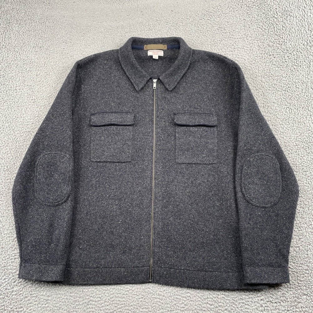 Wallace & Barnes Full Zip Jacket Mens XXL Gray Wool Blend Elbow Patch Workwear